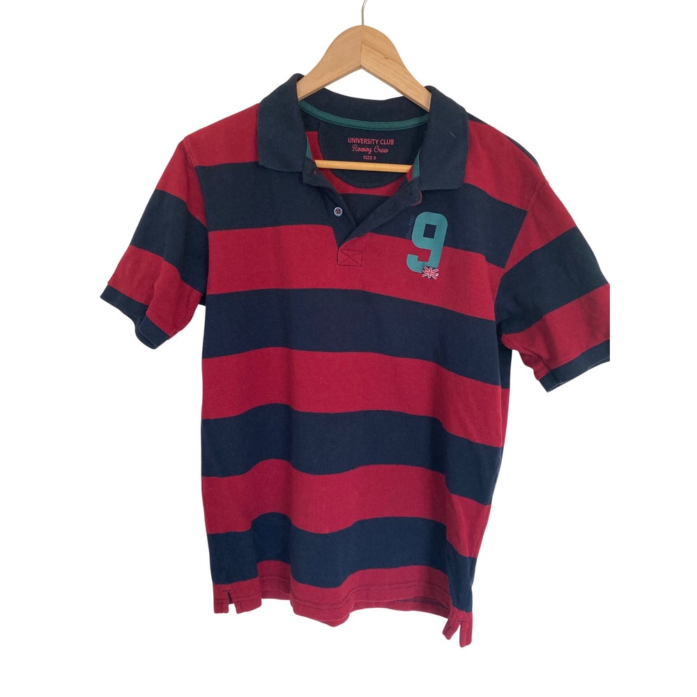 University Club Rowing Crew Mens Small Navy Red Striped Polo Shirt Graphic 9